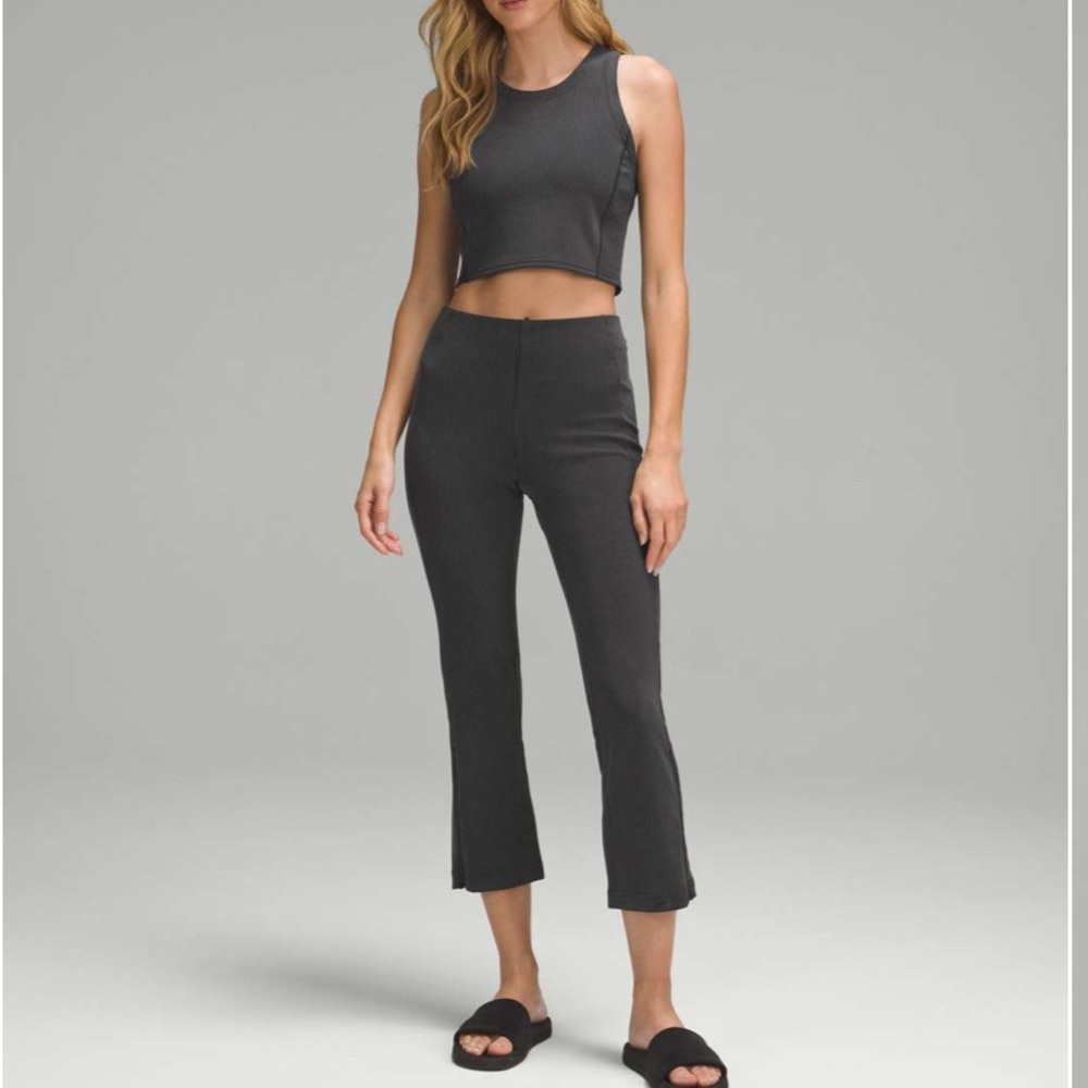 Lululemon Ribbed Softstreme Cropped Tank Top & Ribbed Zip-Leg HR Cropped Pant 25